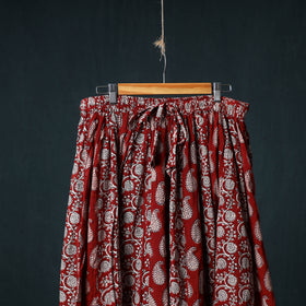 Bagh Hand Block Print 24 Kali Patchwork Cotton Long Skirt with Border 233