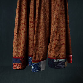 Bagh Hand Block Print 24 Kali Patchwork Cotton Long Skirt with Border 234