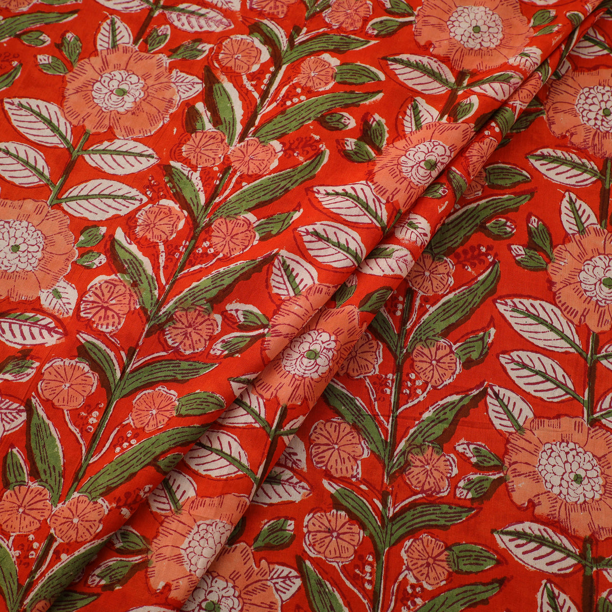 Floral Sanganeri Hand Block Print Pure Cotton Fabric 08