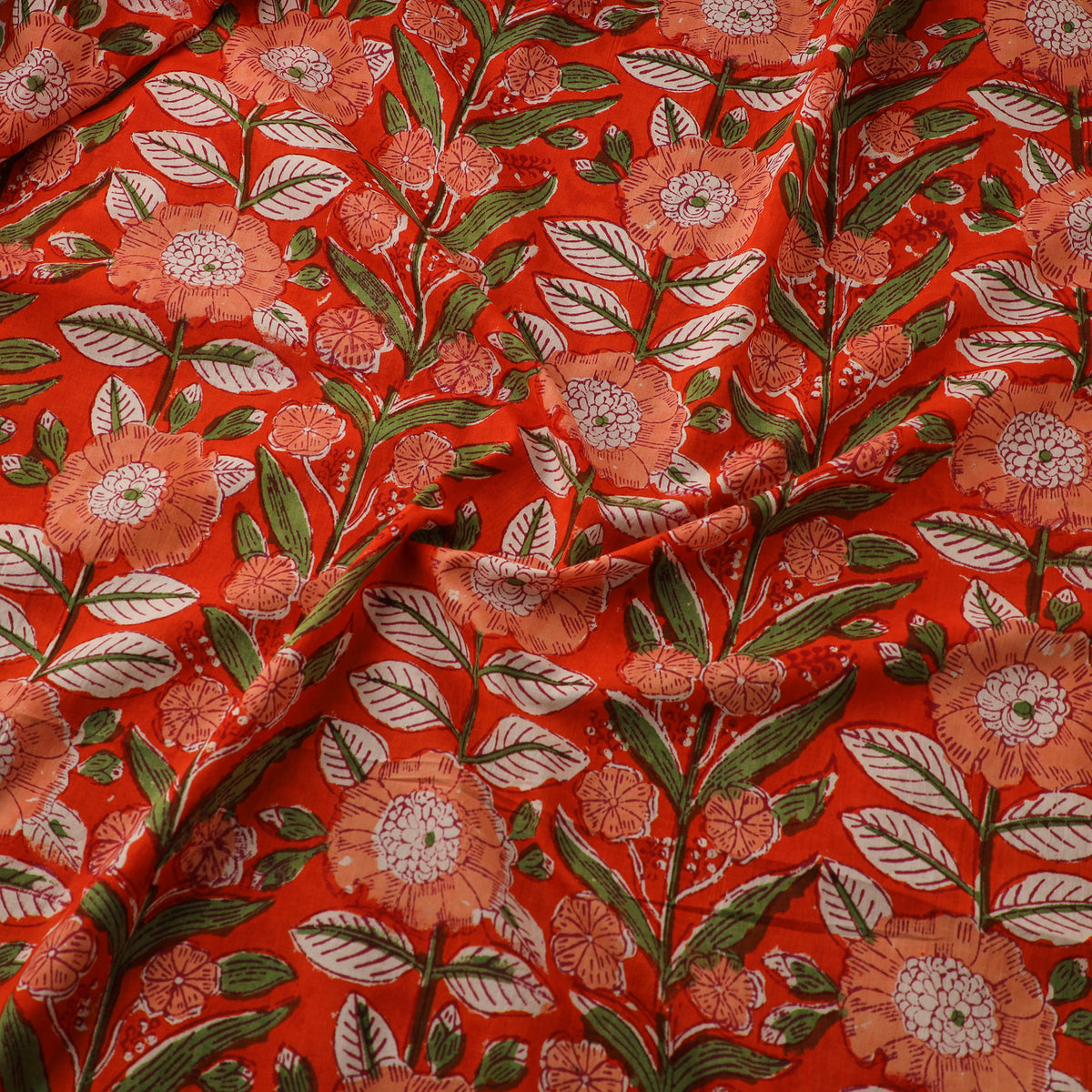 Floral Sanganeri Hand Block Print Pure Cotton Fabric 08