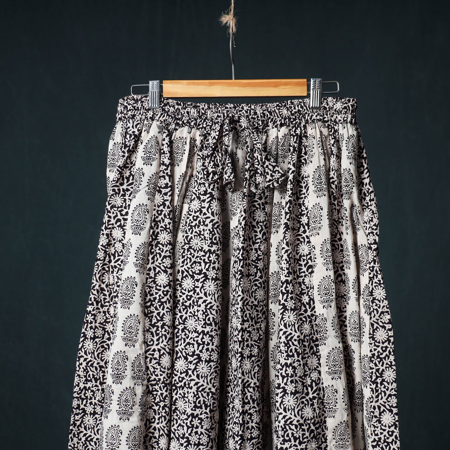 Bagh Hand Block Print 24 Kali Patchwork Cotton Long Skirt with Border 235