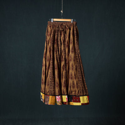 Bagh Hand Block Print 24 Kali Patchwork Cotton Long Skirt with Border 236