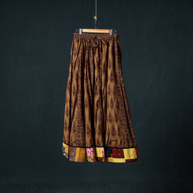Bagh Hand Block Print 24 Kali Patchwork Cotton Long Skirt with Border 236
