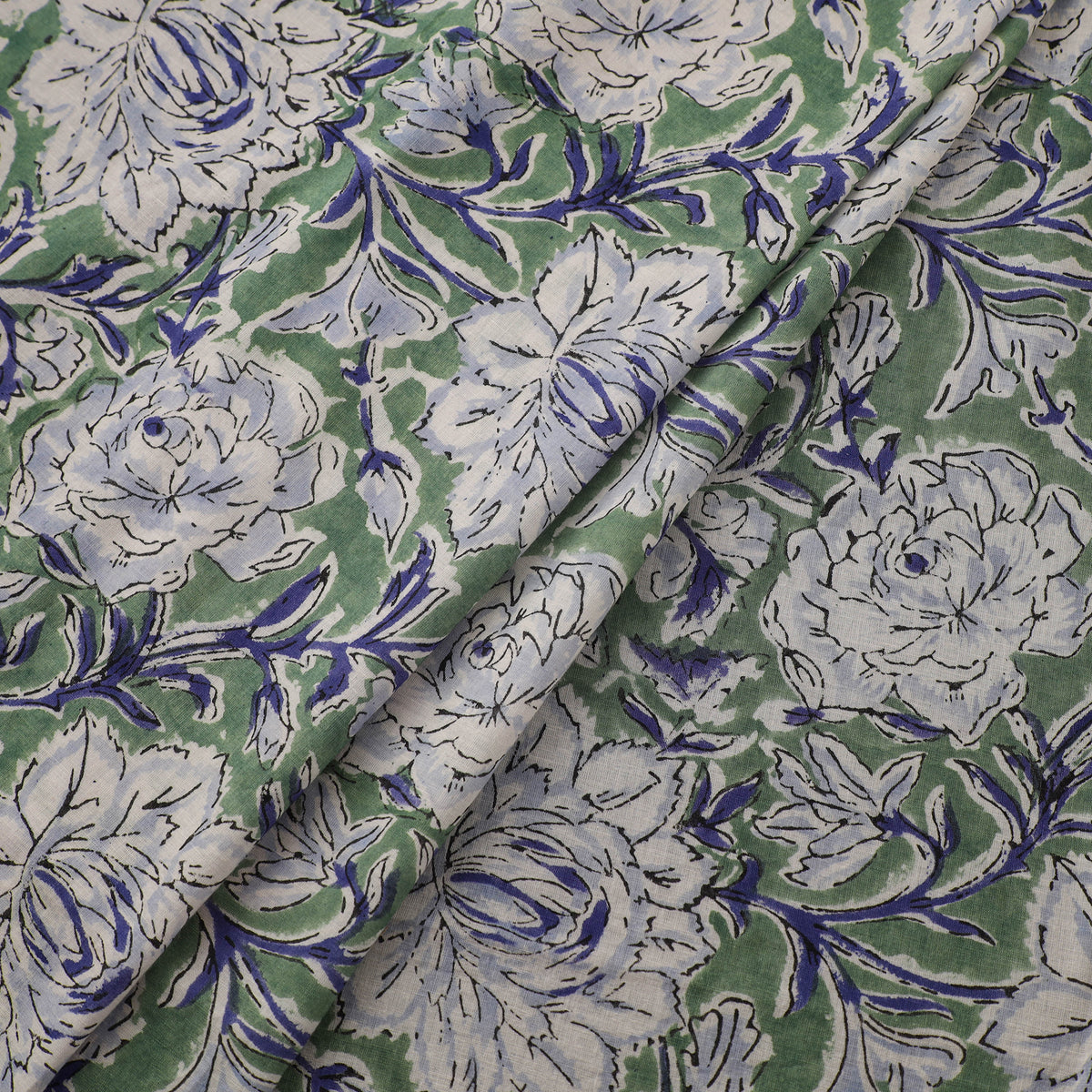 Floral Sanganeri Hand Block Print Pure Cotton Fabric 11