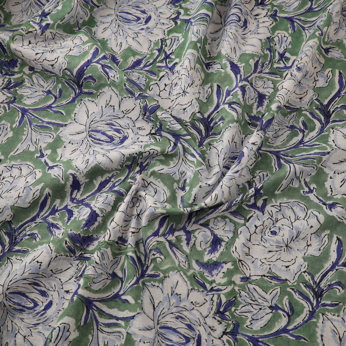 Floral Sanganeri Hand Block Print Pure Cotton Fabric 11