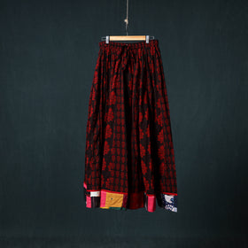 Bagh Hand Block Print 24 Kali Patchwork Cotton Long Skirt with Border 237