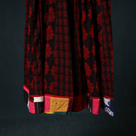 Bagh Hand Block Print 24 Kali Patchwork Cotton Long Skirt with Border 237