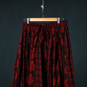 Bagh Hand Block Print 24 Kali Patchwork Cotton Long Skirt with Border 237