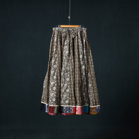 Bagh Hand Block Print 24 Kali Patchwork Cotton Long Skirt with Border 238