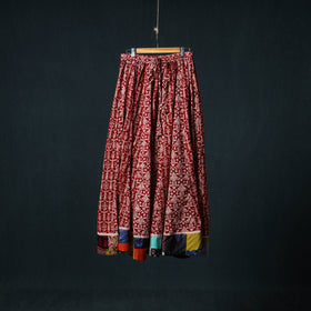 Bagh Hand Block Print 24 Kali Patchwork Cotton Long Skirt with Border 240