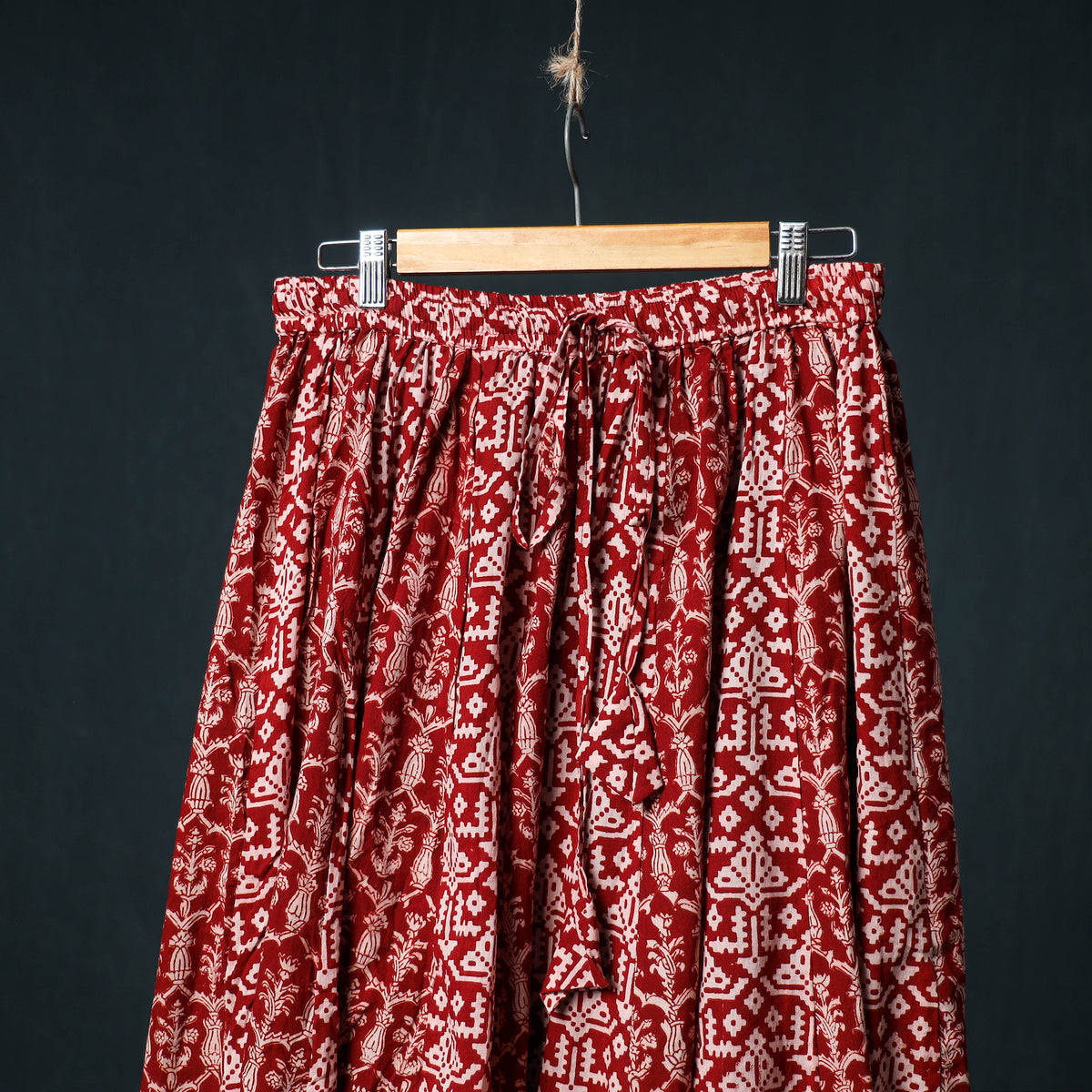 Bagh Hand Block Print 24 Kali Patchwork Cotton Long Skirt with Border 240