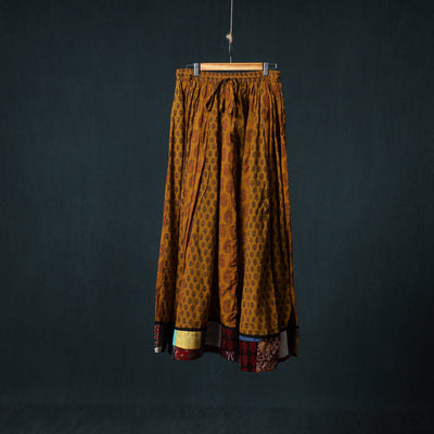 Bagh Hand Block Print 24 Kali Patchwork Cotton Long Skirt with Border 241
