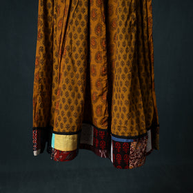 Bagh Hand Block Print 24 Kali Patchwork Cotton Long Skirt with Border 241