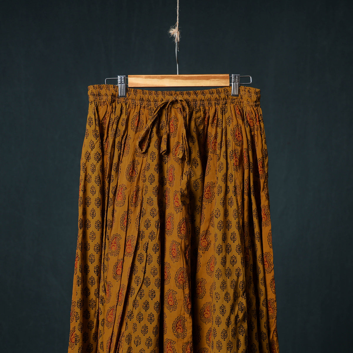 Bagh Hand Block Print 24 Kali Patchwork Cotton Long Skirt with Border 241