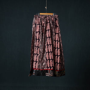 Bagh Hand Block Print 24 Kali Patchwork Cotton Long Skirt with Border 242