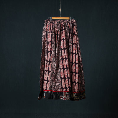 Bagh Hand Block Print 24 Kali Patchwork Cotton Long Skirt with Border 242