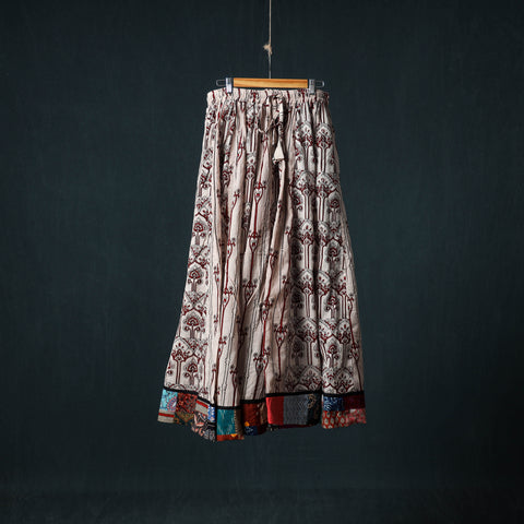 Bagh Hand Block Print 24 Kali Patchwork Cotton Long Skirt with Border 243