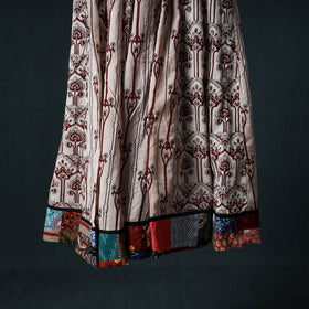Bagh Hand Block Print 24 Kali Patchwork Cotton Long Skirt with Border 243
