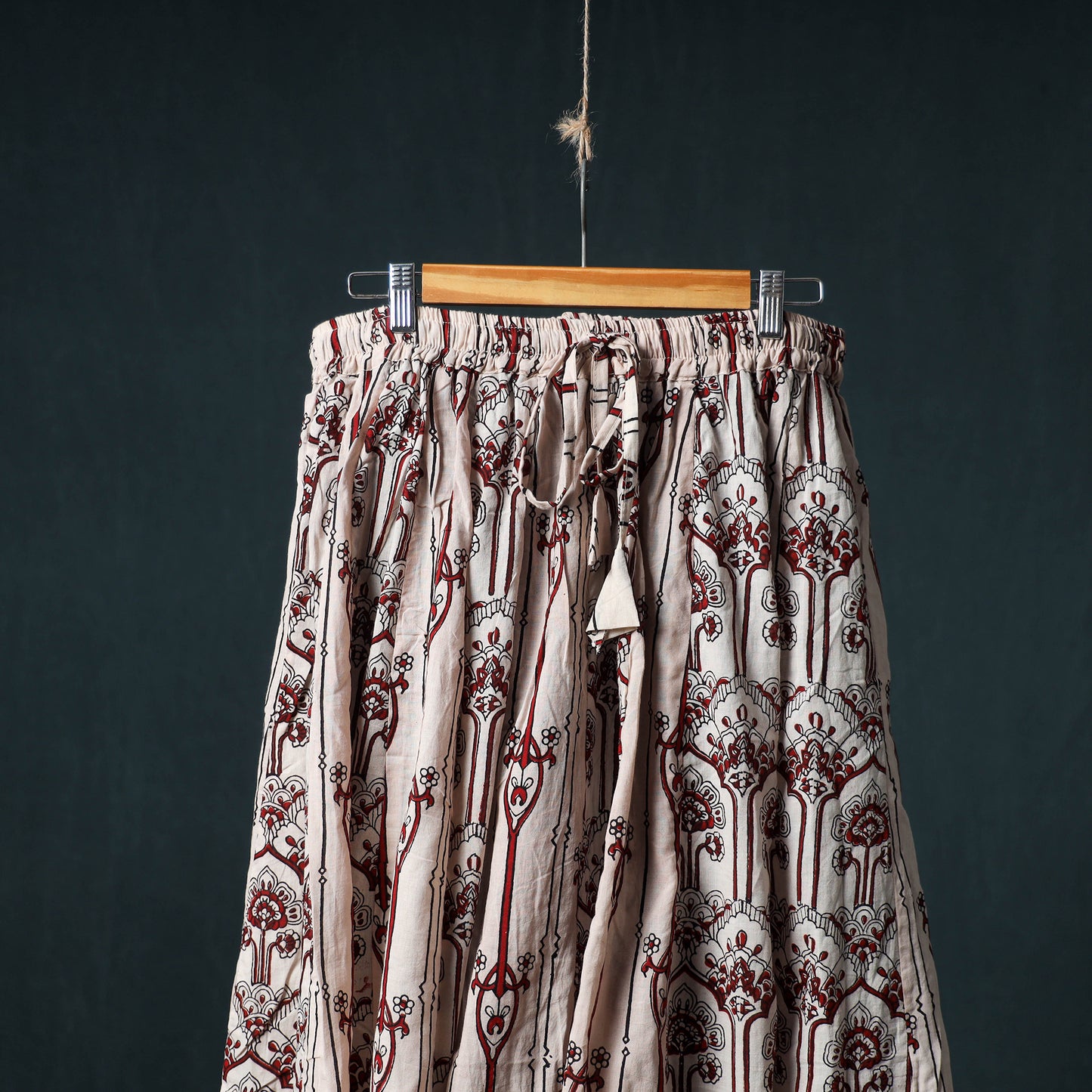 Bagh Hand Block Print 24 Kali Patchwork Cotton Long Skirt with Border 243