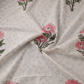 Floral Hand Block Sanganeri Print Linen Fabric 04