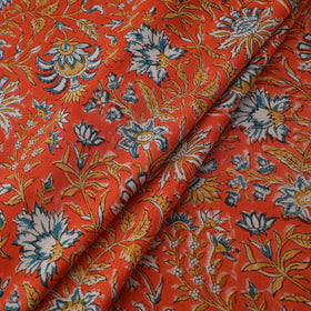 Floral Hand Block Sanganeri Print Linen Fabric 05