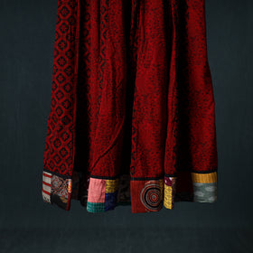 Bagh Hand Block Print 24 Kali Patchwork Cotton Long Skirt with Border 244
