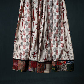 Bagh Hand Block Print 24 Kali Patchwork Cotton Long Skirt with Border 247