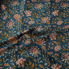 Floral Hand Block Sanganeri Print Linen Fabric 11