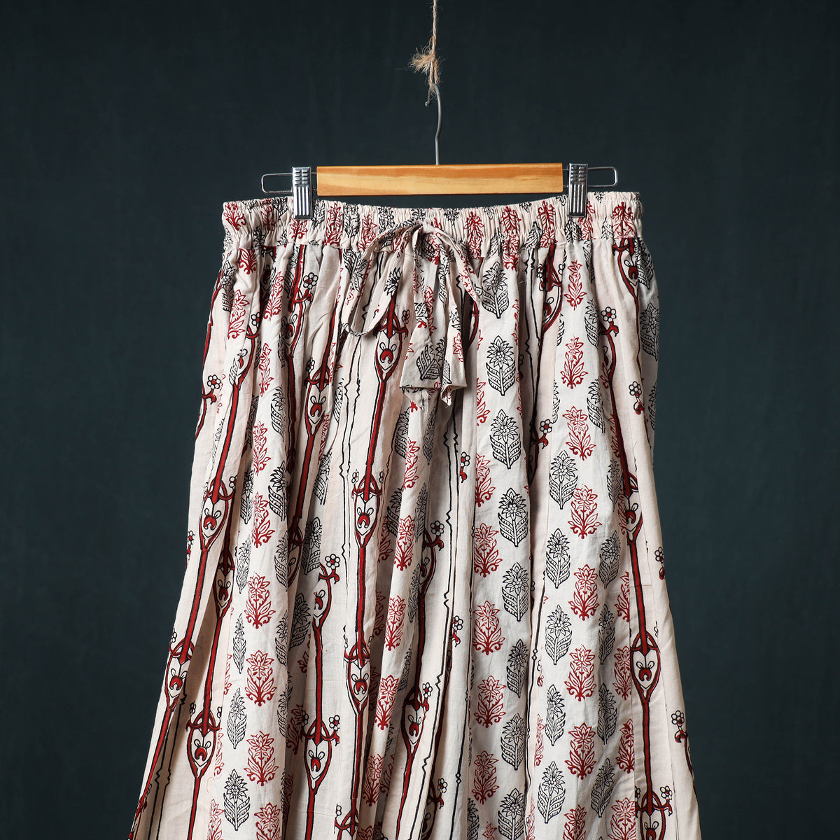 Bagh Hand Block Print 24 Kali Patchwork Cotton Long Skirt with Border 247
