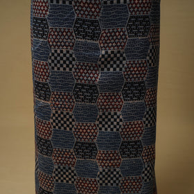 Ajrakh Hand Block Print Maheshwari Silk 2pc Unstitched Dress Material: Kurta with Dupatta 01