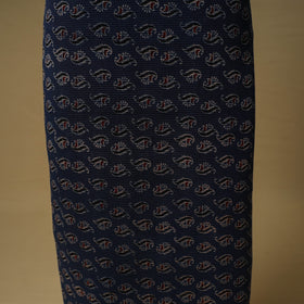 Ajrakh Hand Block Print Maheshwari Silk 2pc Unstitched Dress Material: Kurta with Dupatta 04