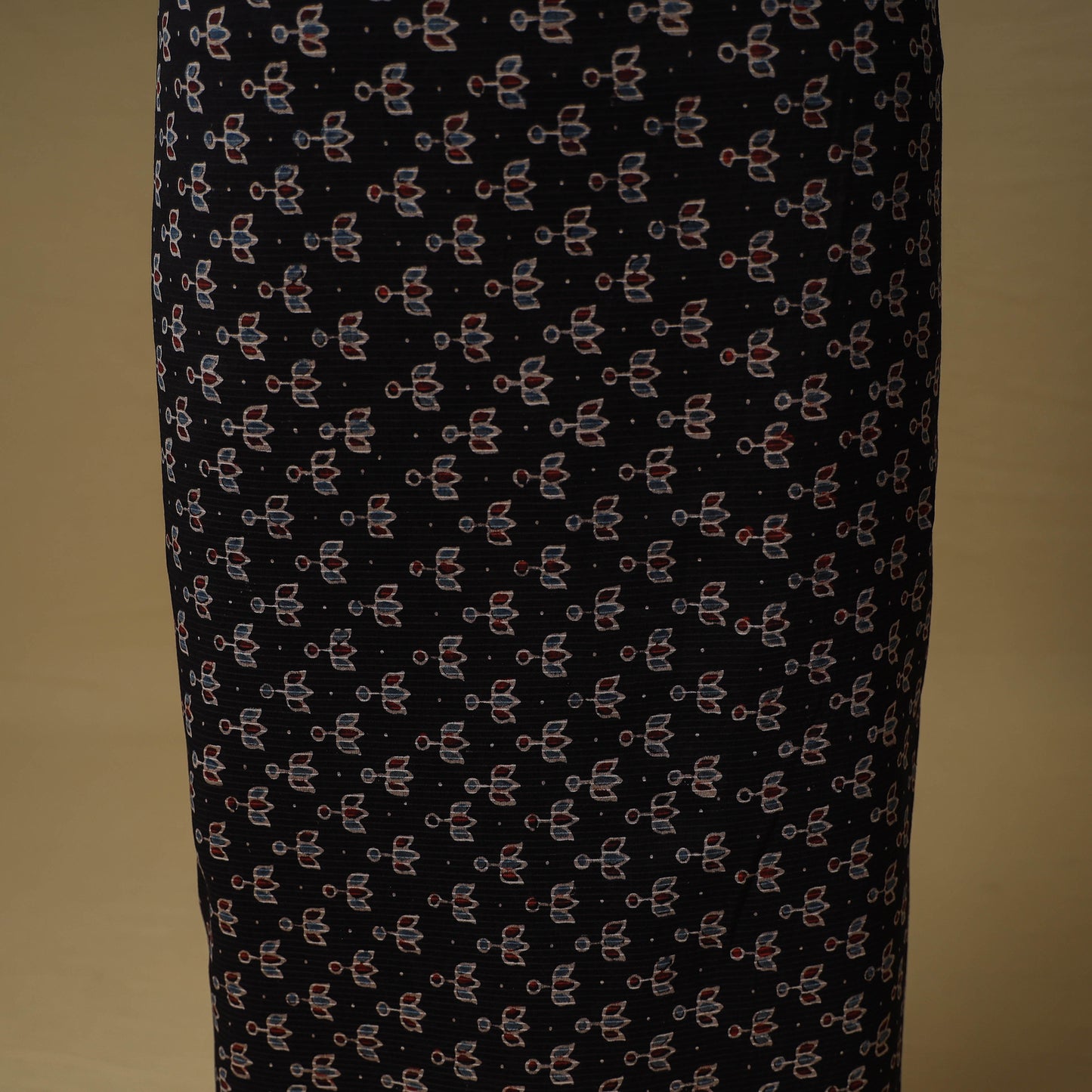 Ajrakh Hand Block Print Maheshwari Silk 2pc Unstitched Dress Material: Kurta with Dupatta 05
