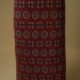 Ajrakh Hand Block Print Maheshwari Silk 2pc Unstitched Dress Material: Kurta with Dupatta 06