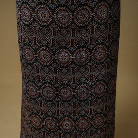 Ajrakh Hand Block Print Maheshwari Silk 2pc Unstitched Dress Material: Kurta with Dupatta 08