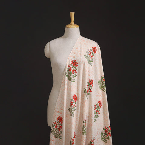 Floral Hand Block Sanganeri Print Linen Fabric 10