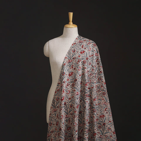 Floral Hand Block Sanganeri Print Linen Fabric 09