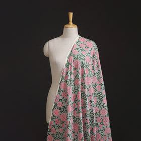 Floral Hand Block Sanganeri Print Linen Fabric 06