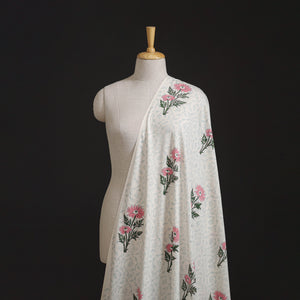Floral Hand Block Sanganeri Print Linen Fabric 04