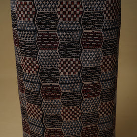 Ajrakh Hand Block Print Maheshwari Silk 2pc Unstitched Dress Material: Kurta with Dupatta 11