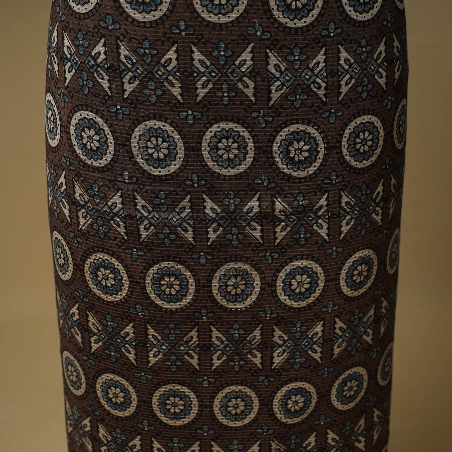 Ajrakh Hand Block Print Maheshwari Silk 2pc Unstitched Dress Material: Kurta with Dupatta 13
