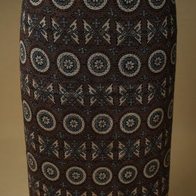 Ajrakh Hand Block Print Maheshwari Silk 2pc Unstitched Dress Material: Kurta with Dupatta 13