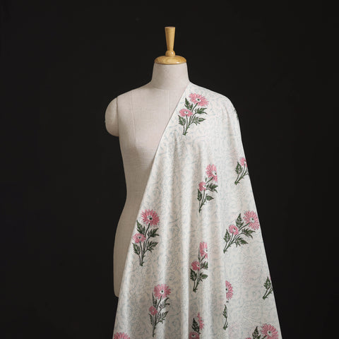 Floral Sanganeri Hand Block Print Pure Cotton Fabric 04