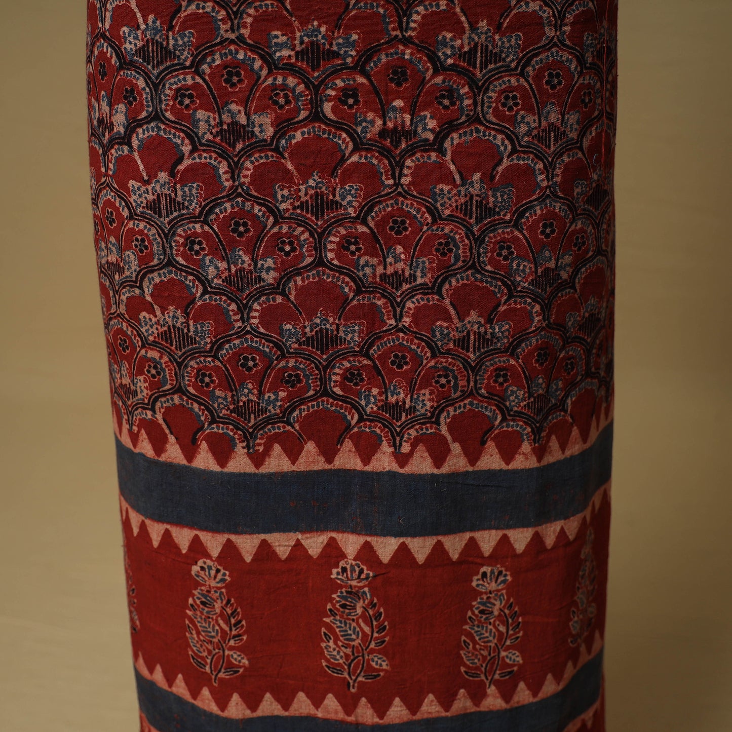 Ajrakh Hand Block Print Kala Cotton Unstitched Dress Material: Kurta with Dupatta 17