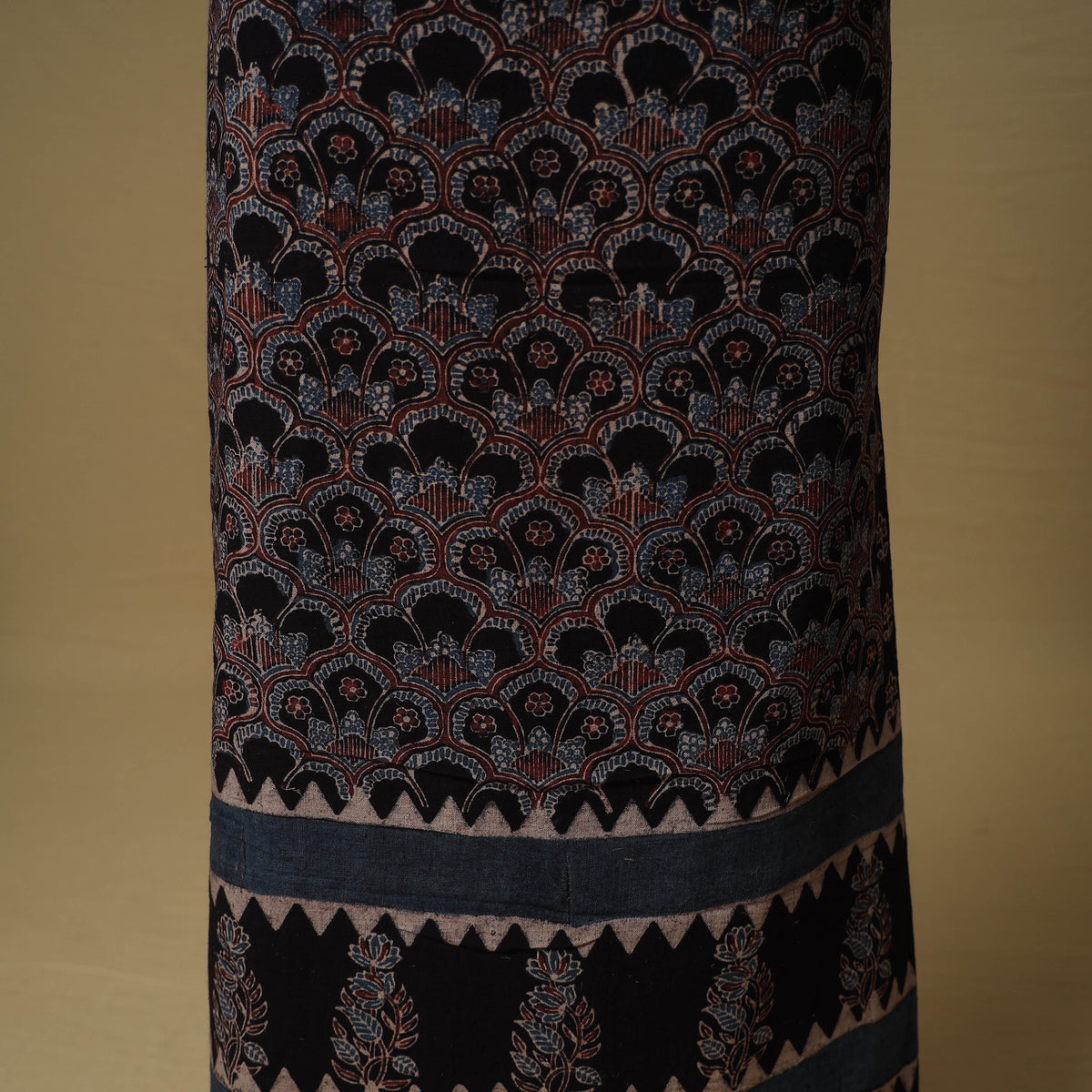 Ajrakh Hand Block Print Kala Cotton Unstitched Dress Material: Kurta with Dupatta 19