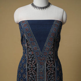Ajrakh Hand Block Print Kala Cotton Unstitched Dress Material: Kurta with Dupatta 20