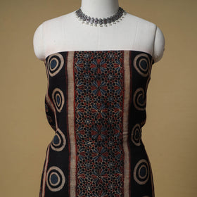 Ajrakh Hand Block Print Linen Unstitched Dress Material: Kurta with Dupatta 23