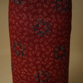 Ajrakh Hand Block Print Linen Unstitched Dress Material: Kurta with Dupatta 24