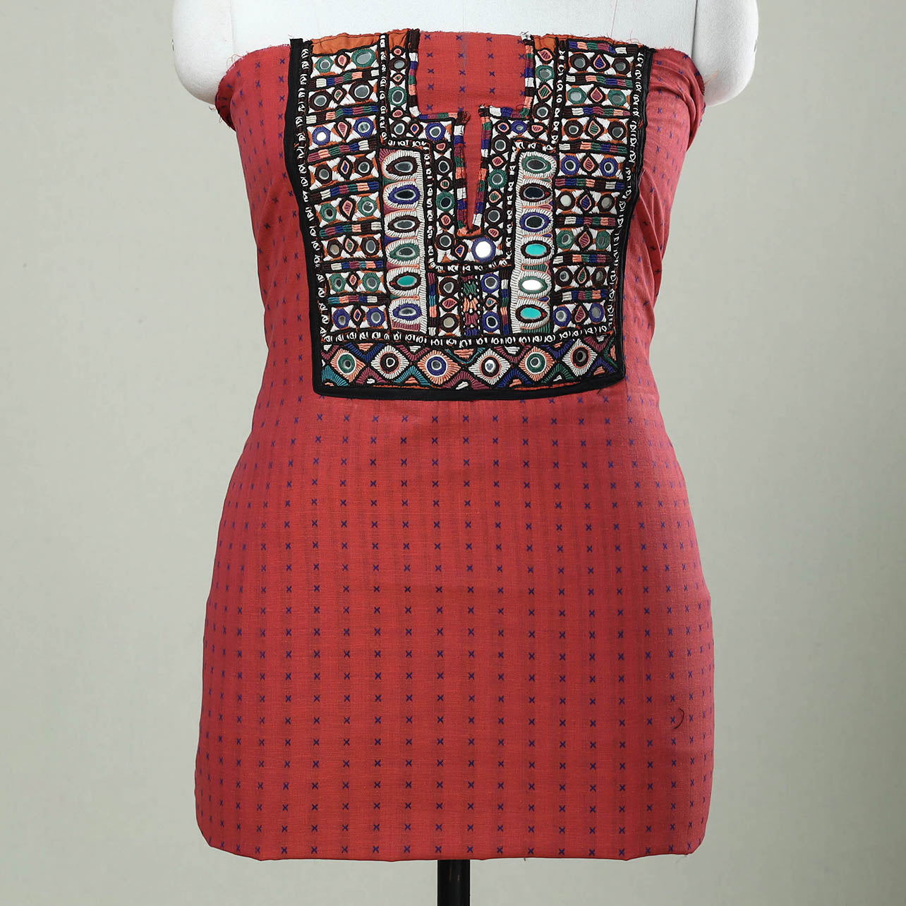 Exclusive! Kutch Embroidery Work Cotton Kurti Material - 2.5 Meter