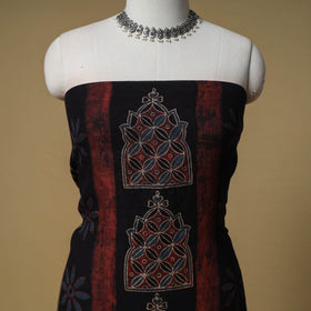 Ajrakh Hand Block Print Linen Unstitched Dress Material: Kurta with Dupatta 26