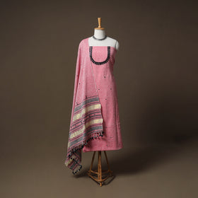 Kutch Bhujodi Handwoven Kala Cotton Unstitched Dress Material: Kurta,Bottom with Dupatta 10